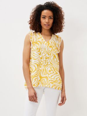 Blusa de lino sin mangas con estampado Phase Eight amarillo