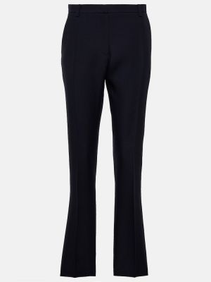 Копринени прав панталон с висока талия Valentino синьо