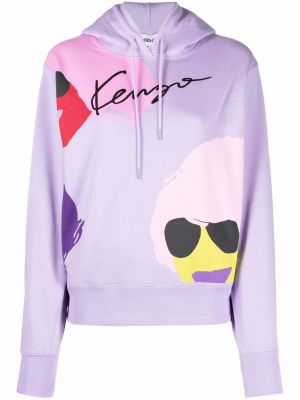 Raštuotas džemperis su gobtuvu Kenzo violetinė