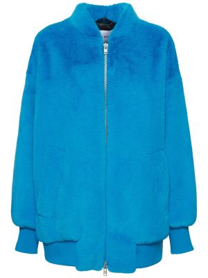 Oversized bunda s kožušinou Stand Studio modrá