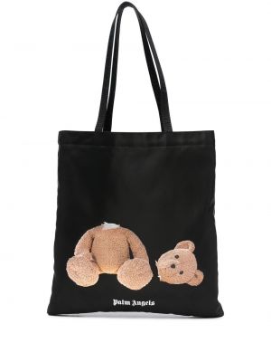 Тоут сумка шоппер с медведем Palm Angels, черный