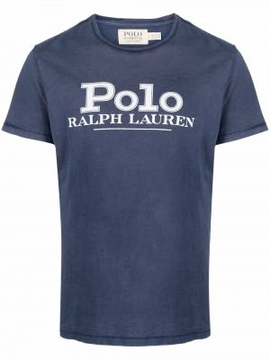 Mustriline puuvillased polosärk Polo Ralph Lauren sinine