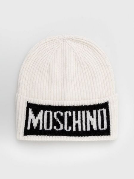 Dzianinowa czapka Moschino biała