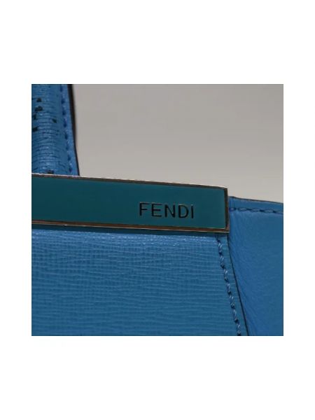 Torba na ramię skórzana retro Fendi Vintage niebieska