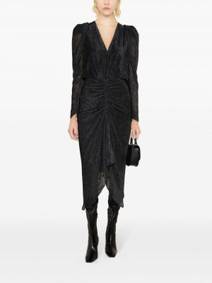 Sametové hedvábné midi šaty Isabel Marant černé
