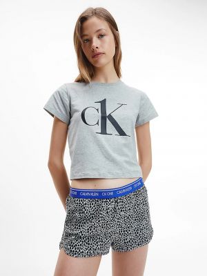 Světle šedé dámské vzorované pyžamo Calvin Klein
