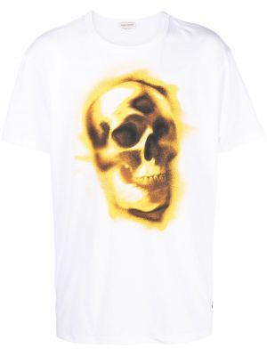 T-shirt en coton à imprimé Alexander Mcqueen blanc