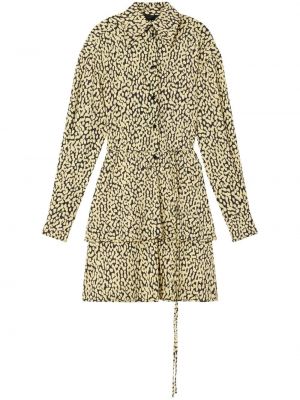 Srajčna obleka s potiskom z leopardjim vzorcem Proenza Schouler rumena