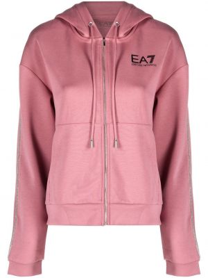 Trykt hettegenser Ea7 Emporio Armani rosa