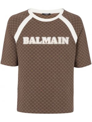 T-shirt à imprimé Balmain marron