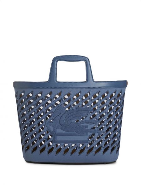 Βαμβακερή τσάντα shopper Etro μπλε