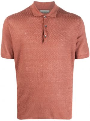 Lininis polo marškinėliai Corneliani ruda