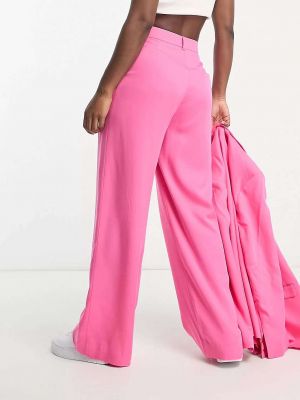 Однотонные прямые брюки Monki розовые
