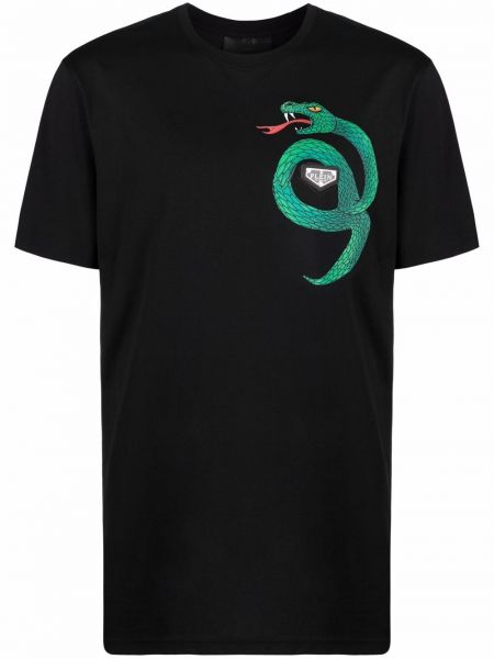 Camiseta de cuero con estampado de estampado de serpiente Philipp Plein