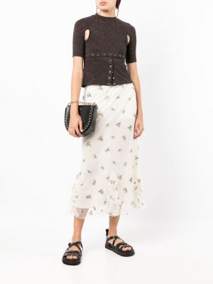 Nėriniuotas gėlėtas midi sijonas Anna Sui