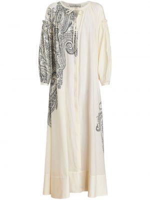 Sukienka długa z nadrukiem z wzorem paisley Etro biała