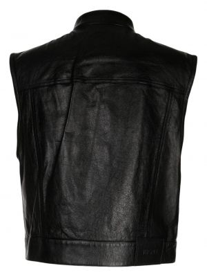 Veste de cuir sans manches Versace noir
