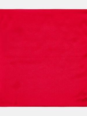 Jedwabna haftowana szal Saint Laurent czerwona