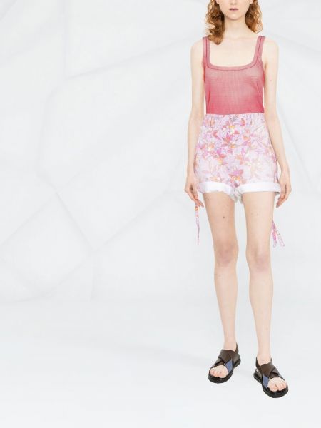 Květinové džínové šortky s potiskem Isabel Marant růžové