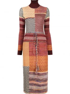 Vlněné pletené šaty s potiskem s páskem Ulla Johnson