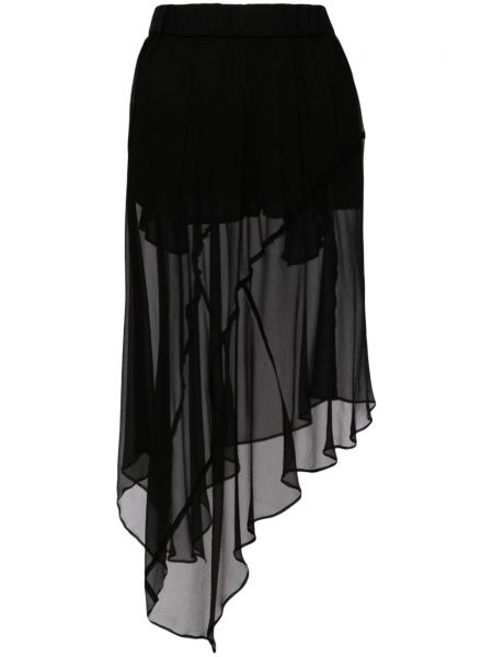 Μεταξωτή φούστα με διαφανεια Sacai μαύρο