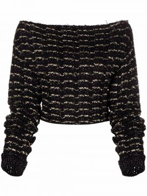 Пуловер на райета Balmain черно