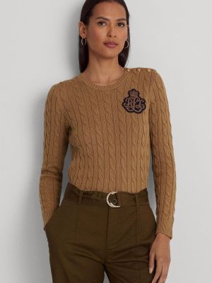 Хлопковый вязаный свитер Montiva Bullion Lauren Ralph Lauren коричневый