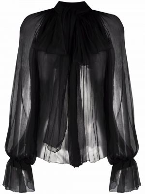 Hodvábna blúzka s mašľou Atu Body Couture čierna