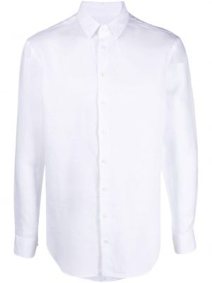 Lněná košile s knoflíky Giorgio Armani bílá