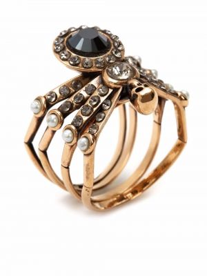 Křišťálový prsten Alexander Mcqueen zlatý