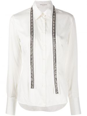 Hodvábna košeľa s cvočkami Ermanno Scervino biela