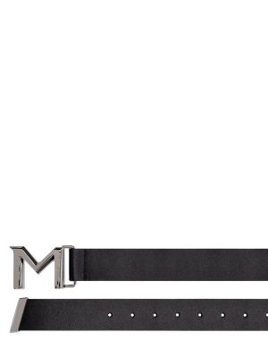 Cinturón de cuero con hebilla Mugler negro