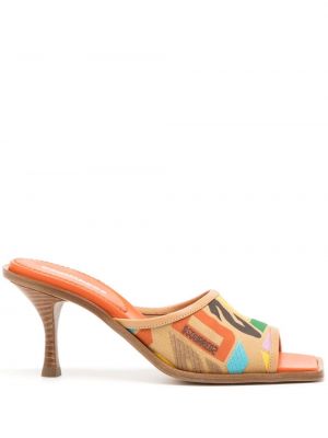 Papuci tip mules din piele cu imagine Dsquared2 portocaliu