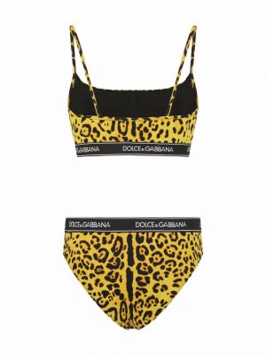 Bikini con estampado leopardo Dolce & Gabbana amarillo