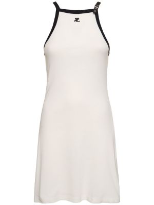 Mini vestido de algodón Courrèges blanco