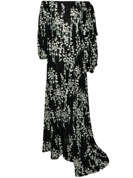 Virágos estélyi ruha nyomtatás Bernadette fekete