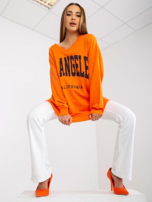 Oversized φούτερ με σχέδιο Fashionhunters πορτοκαλί