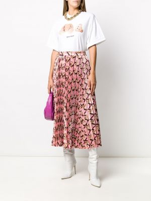 Falda con estampado geométrico plisada Msgm rosa