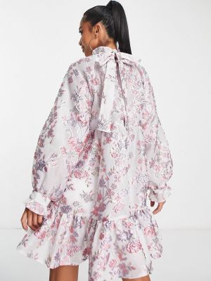 Жаккард платье мини в цветочек с принтом Asos розовое
