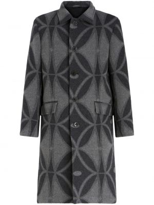 Žakárový vlněný kabát Etro šedý