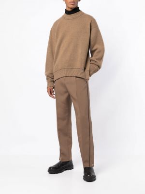 Sweter z okrągłym dekoltem Sacai brązowy