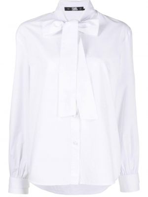 Βαμβακερό πουκάμισο με φιόγκο Karl Lagerfeld λευκό