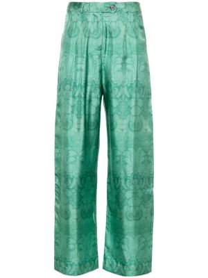 Φλοράλ παντελόνι σε φαρδιά γραμμή Pierre-louis Mascia πράσινο