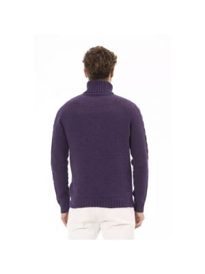 Jersey cuello alto de lana de lana merino con cuello alto Alpha Studio violeta