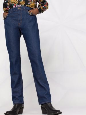 Straight fit džíny s přezkou Versace Jeans Couture modré