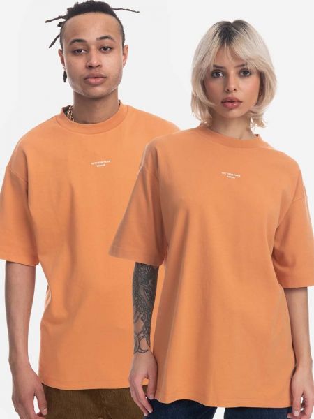 Bavlněné tričko s potiskem Drôle De Monsieur oranžové