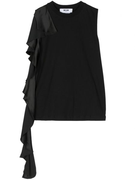 Βαμβακερή μπλούζα ντραπέ Msgm μαύρο