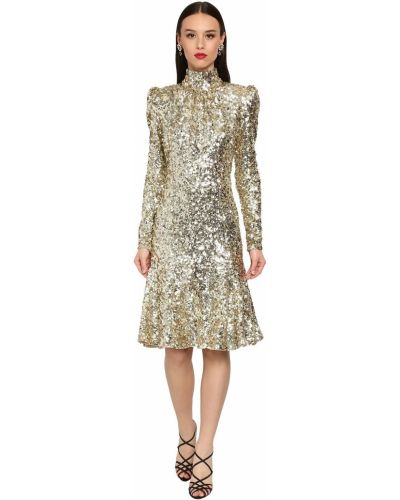 Розкльошене плаття міді розкльошене Dolce & Gabbana, золоте