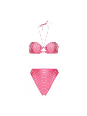 High waist bikini mit kristallen Oseree pink