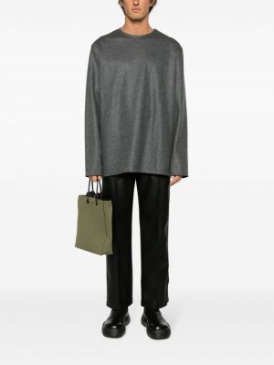 Vlněný svetr na zip Jil Sander šedý